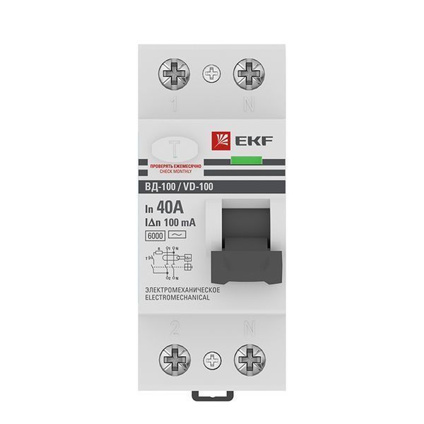 Устройство защитного отключения ВД-100 2P 40А 100мА тип АС эл-мех 6кА EKF PROxima