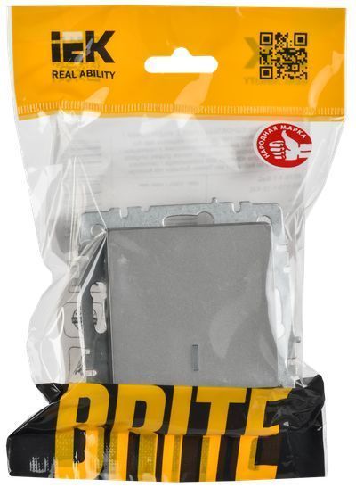 BRITE Выключатель 1-клавишный с индикацией 10А ВС10-1-1-БрС сталь IEK