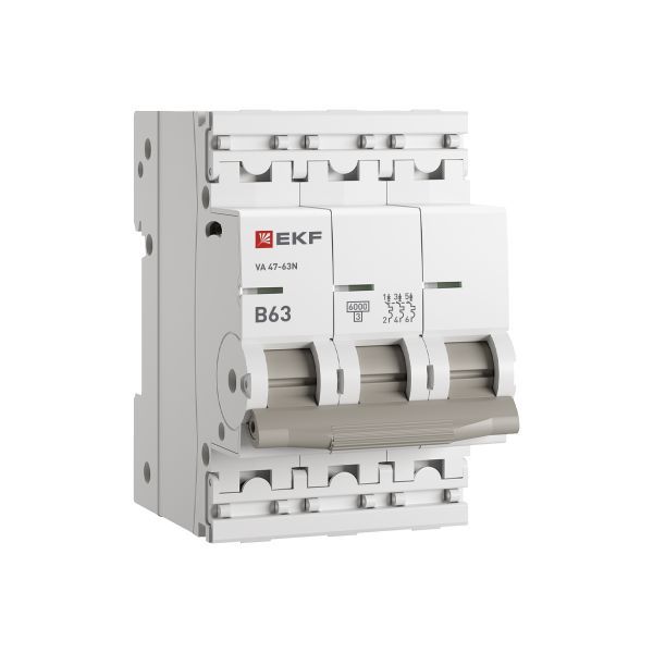 Автоматический выключатель 3P 63А (B) 6кА ВА 47-63N PROxima EKF