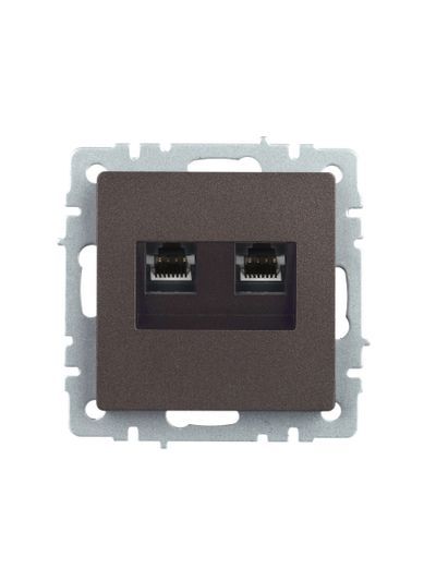 BRITE Розетка двойная RJ11+RJ45 кат.5E РК/Т12-БрТБ темная бронза IEK