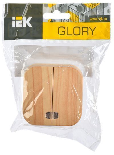 GLORY Выключатель 2-клавишный для открытой установки с индикацией 10А ВС20-2-1-ХС сосна IEK