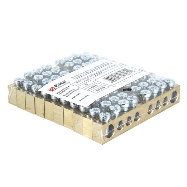 Шина PEN "ноль-земля" (8x12мм) 8 отверстий латунь крепеж по краям EKF PROxima