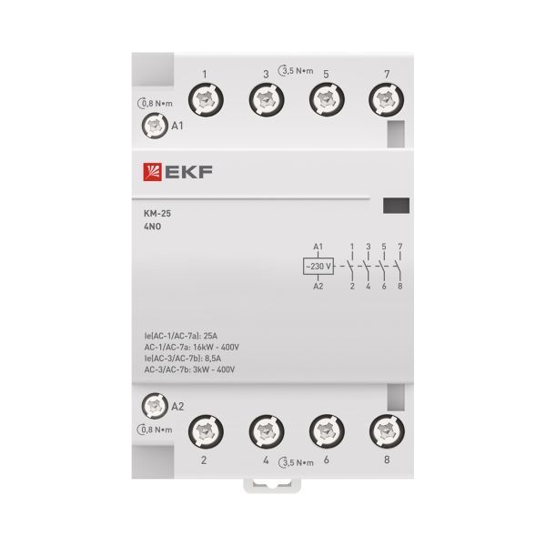 Контактор модульный КМ 25А 4NO 230В АС (3 мод.) PROXIMA EKF