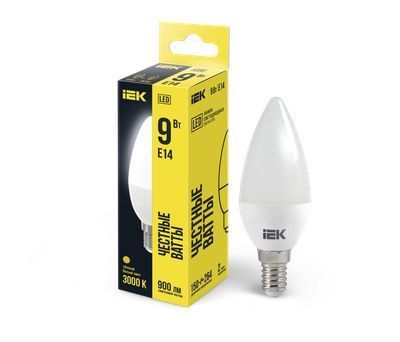 Лампа светодиодная C35 свеча 9Вт 230В 3000К E14 IEK