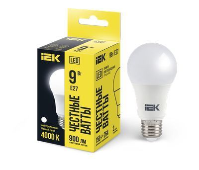 Лампа светодиодная A60 груша 9Вт 230В 4000К E27 IEK