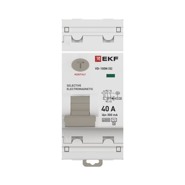 Выключатель дифференциального тока 2п 40А 300мА тип AC 6кА ВД-100N (S) электромех. PROxima EKF E1026