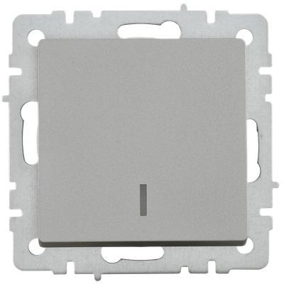 BRITE Выключатель 1-клавишный с индикацией 10А ВС10-1-1-БрС сталь IEK