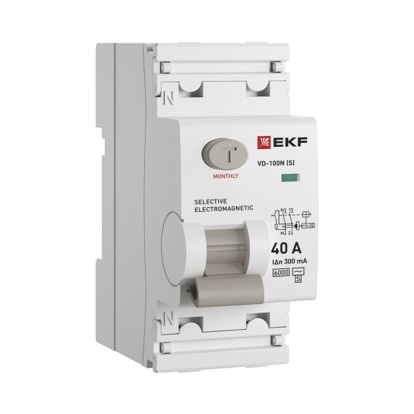 Выключатель дифференциального тока 2п 40А 300мА тип AC 6кА ВД-100N (S) электромех. PROxima EKF E1026