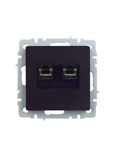 BRITE Розетка двойная RJ11+RJ45 кат.5E РК/Т12-БрЧ черный IEK