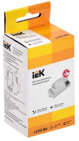 Датчик движения ДД-МВ201 1200Вт 360град 8м IP20 белый IEK