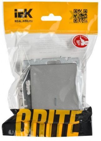 BRITE Выключатель 1-клавишный с индикацией 10А ВС10-1-1-БрС сталь IEK