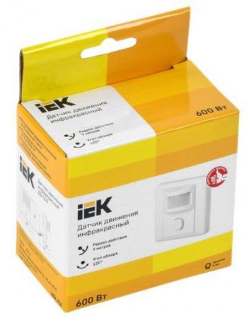 Датчик движения ДД-029 600Вт 120град 9м IP20 белый IEK