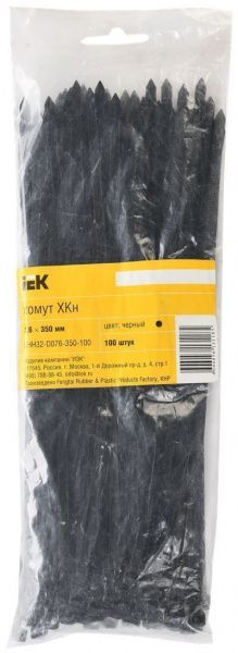 Хомут 7,6х350мм нейлон черный (100шт) IEK
