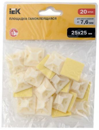 Площадка самоклеящаяся 25х25 белая под хомуты (20шт) IEK