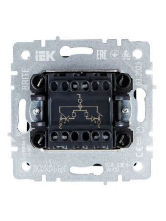 BRITE Выключатель 2-клавишный с индикацией 10А ВС10-2-1-БрГ графит IEK