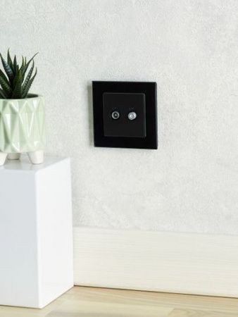 BRITE Розетка двойная TV+SAT РТВ/РСп12-БрЧ черный IEK