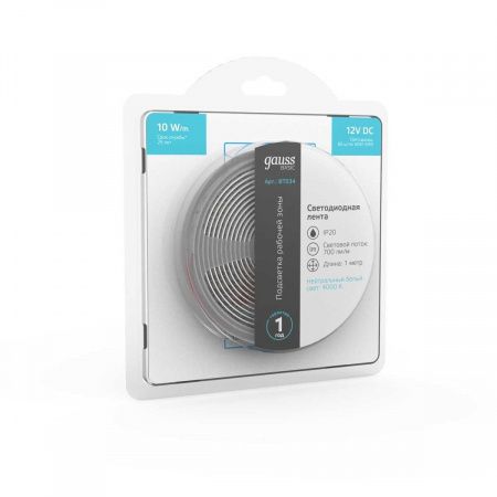 Светодиодная лента Gauss 10W/m 60LED/m 5050SMD нейтральный белый 1M BT034