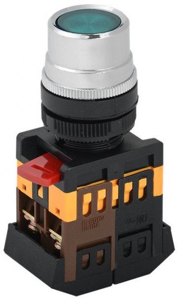 Кнопка ABLF-22 зеленая d22мм неон/240В NO+NC GENERICA