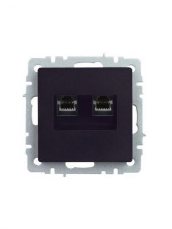 BRITE Розетка двойная RJ11+RJ45 кат.5E РК/Т12-БрЧ черный IEK